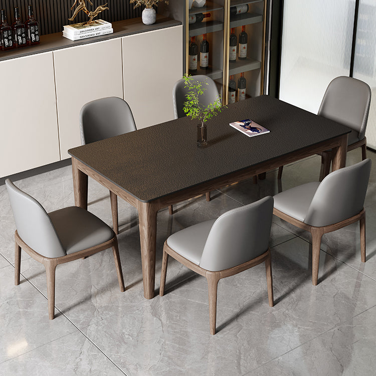 Modern Stone Rectangle Dining Table Wood Legs for Dining Room Clearhalo 'Dining Tables & Seating' 'Dining Tables' 'dining_table' 'furn' 'furn_dining_table' 'Furniture' 'Kitchen & Dining Furniture' 7762869