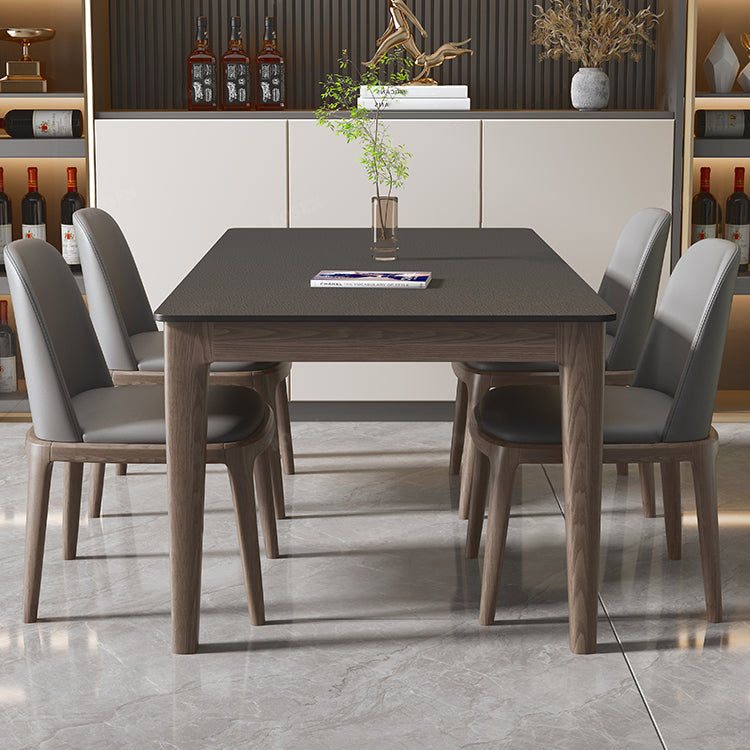 Modern Stone Rectangle Dining Table Wood Legs for Dining Room Clearhalo 'Dining Tables & Seating' 'Dining Tables' 'dining_table' 'furn' 'furn_dining_table' 'Furniture' 'Kitchen & Dining Furniture' 7762871