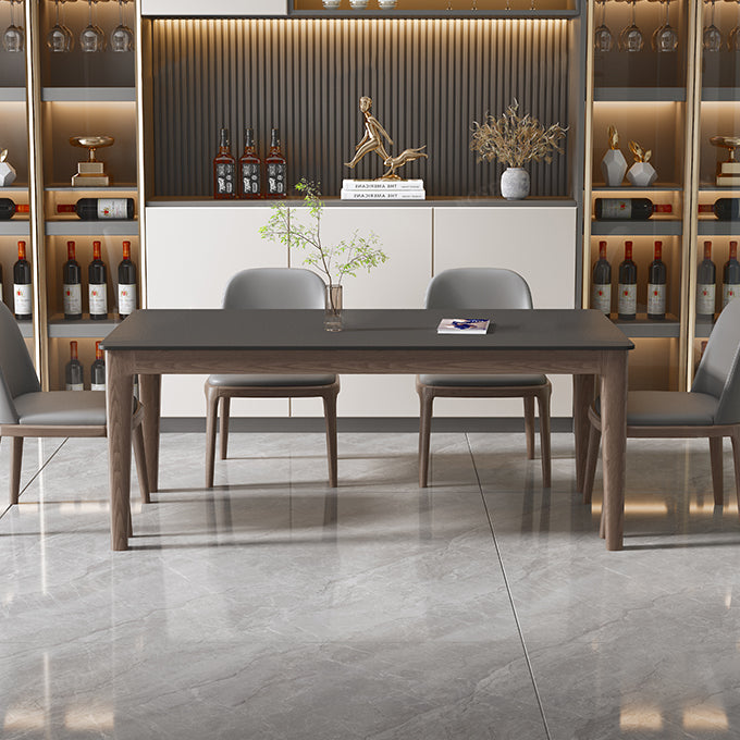 Modern Stone Rectangle Dining Table Wood Legs for Dining Room Clearhalo 'Dining Tables & Seating' 'Dining Tables' 'dining_table' 'furn' 'furn_dining_table' 'Furniture' 'Kitchen & Dining Furniture' 7762878