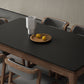 Moderne rechthoekige stenen eettafel met houten poten voor eetkamer