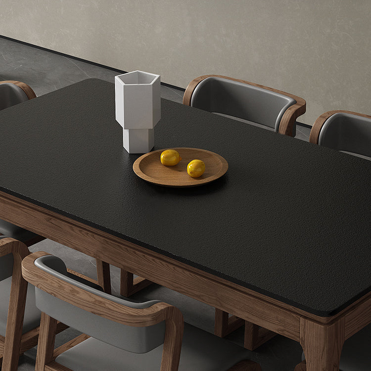 Moderne rechthoekige stenen eettafel met houten poten voor eetkamer