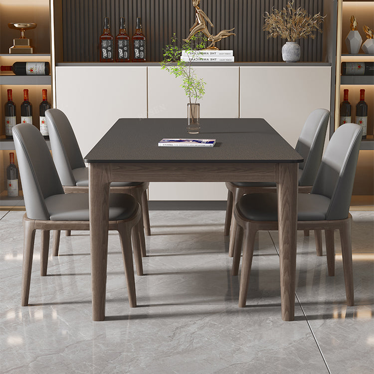 Modern Rectangle Stone Dining Table Solid Wood Legs for Dining Room Clearhalo 'Dining Tables & Seating' 'Dining Tables' 'dining_table' 'furn' 'furn_dining_table' 'Furniture' 'Kitchen & Dining Furniture' 7762898
