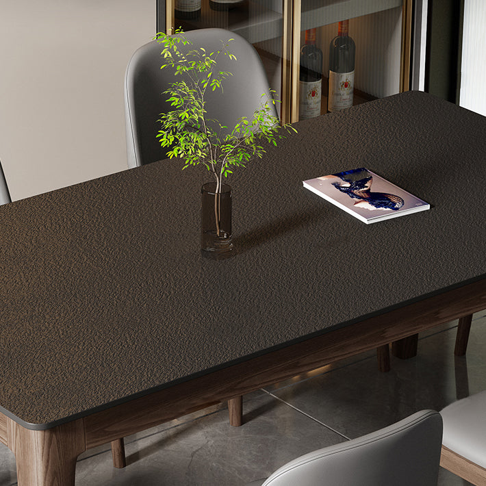 Modern Rectangle Stone Dining Table Solid Wood Legs for Dining Room Clearhalo 'Dining Tables & Seating' 'Dining Tables' 'dining_table' 'furn' 'furn_dining_table' 'Furniture' 'Kitchen & Dining Furniture' 7762900