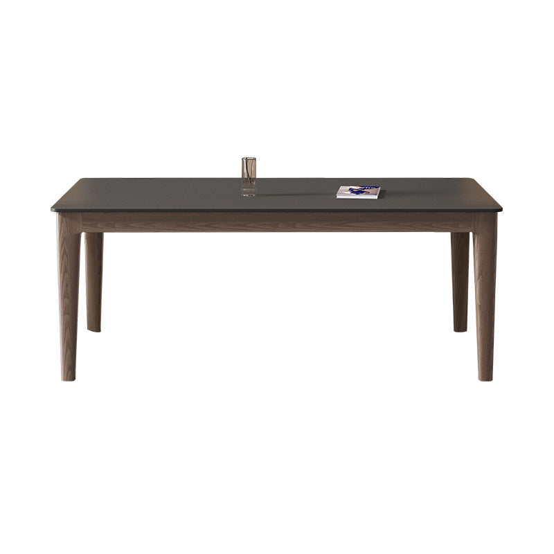 Modern Rectangle Stone Dining Table Solid Wood Legs for Dining Room Without Chairs Clearhalo 'Dining Tables & Seating' 'Dining Tables' 'dining_table' 'furn' 'furn_dining_table' 'Furniture' 'Kitchen & Dining Furniture' 7762902