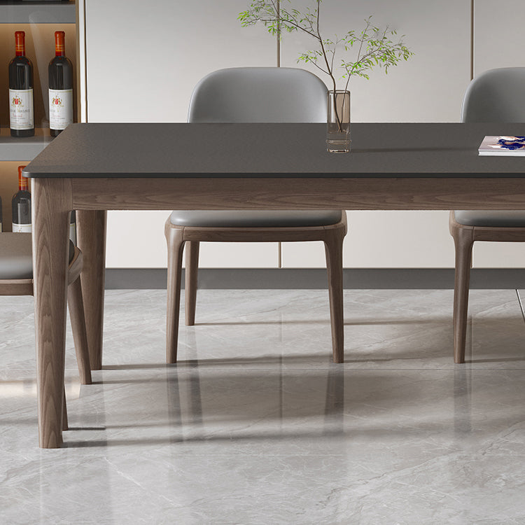 Modern Rectangle Stone Dining Table Solid Wood Legs for Dining Room Clearhalo 'Dining Tables & Seating' 'Dining Tables' 'dining_table' 'furn' 'furn_dining_table' 'Furniture' 'Kitchen & Dining Furniture' 7762903