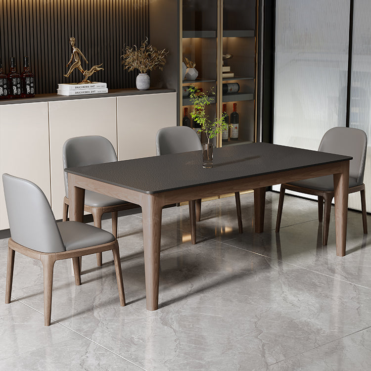 Modern Rectangle Stone Dining Table Solid Wood Legs for Dining Room Clearhalo 'Dining Tables & Seating' 'Dining Tables' 'dining_table' 'furn' 'furn_dining_table' 'Furniture' 'Kitchen & Dining Furniture' 7762907