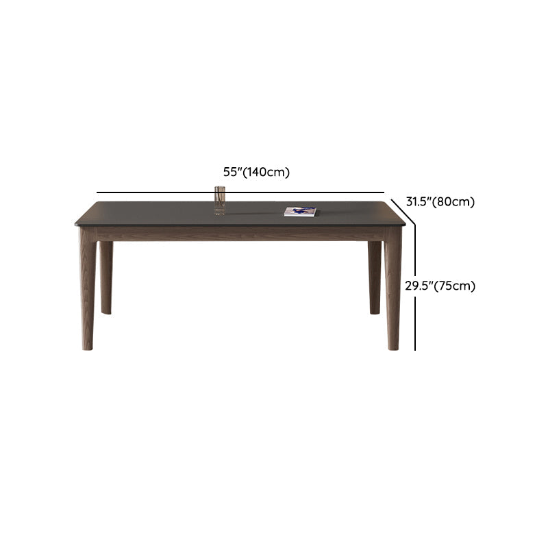 Modern Rectangle Stone Dining Table Solid Wood Legs for Dining Room Clearhalo 'Dining Tables & Seating' 'Dining Tables' 'dining_table' 'furn' 'furn_dining_table' 'Furniture' 'Kitchen & Dining Furniture' 7762908