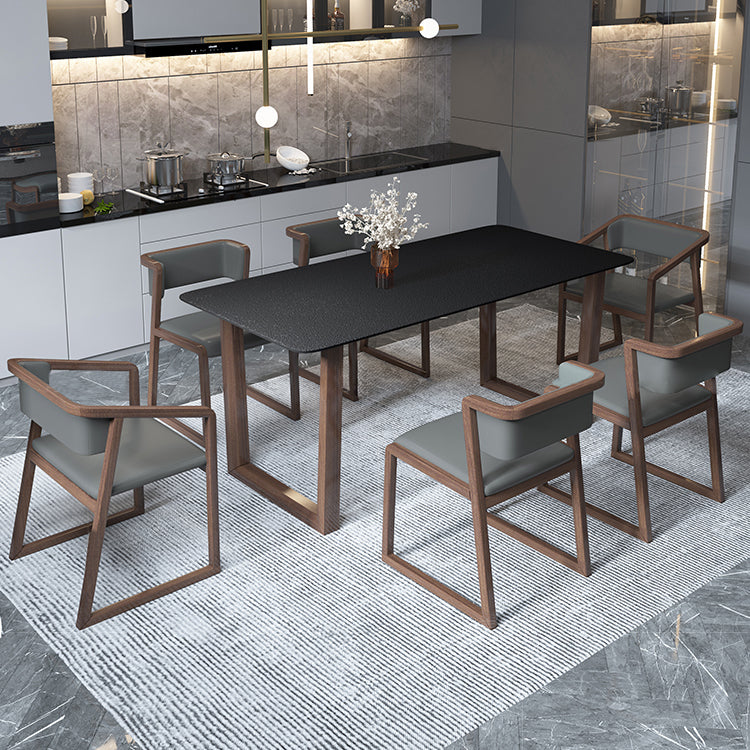 Modern Stone Rectangle Dining Table Solid Wood Base for Dining Room Clearhalo 'Dining Tables & Seating' 'Dining Tables' 'dining_table' 'furn' 'furn_dining_table' 'Furniture' 'Kitchen & Dining Furniture' 7762911