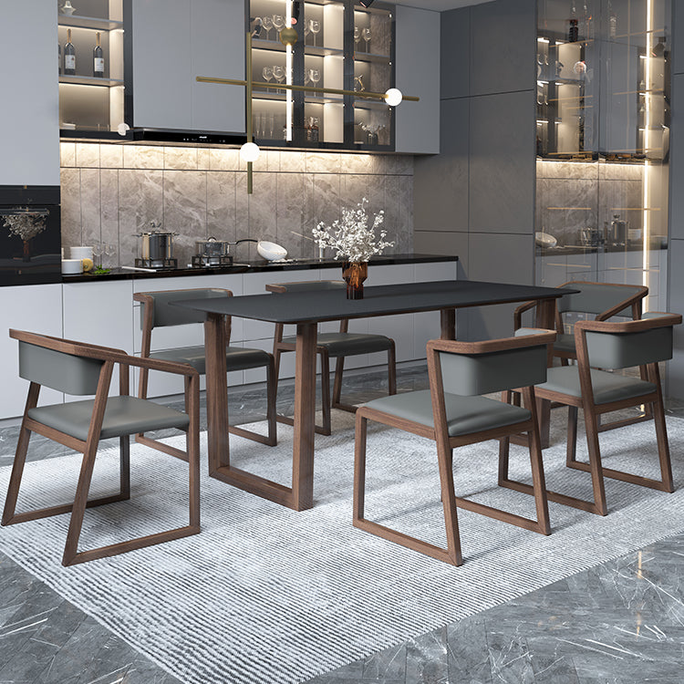 Modern Stone Rectangle Dining Table Solid Wood Base for Dining Room Clearhalo 'Dining Tables & Seating' 'Dining Tables' 'dining_table' 'furn' 'furn_dining_table' 'Furniture' 'Kitchen & Dining Furniture' 7762912