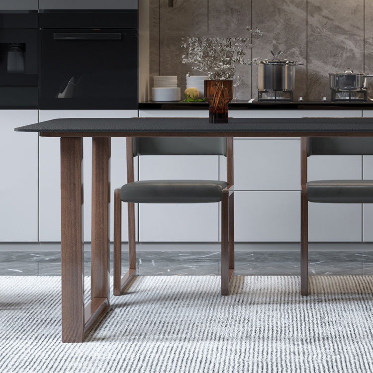 Modern Stone Rectangle Dining Table Solid Wood Base for Dining Room Clearhalo 'Dining Tables & Seating' 'Dining Tables' 'dining_table' 'furn' 'furn_dining_table' 'Furniture' 'Kitchen & Dining Furniture' 7762916