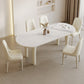 Modern Oval Stone Top Dining Table with Wood Legs for Living Room Clearhalo 'Dining Tables & Seating' 'Dining Tables' 'dining_table' 'furn' 'furn_dining_table' 'Furniture' 'Kitchen & Dining Furniture' 7762947