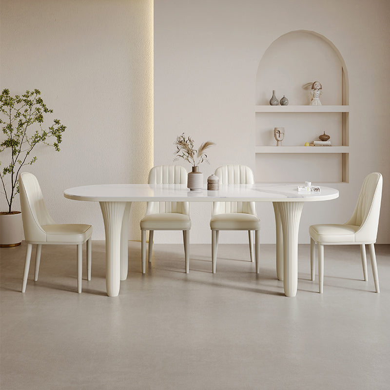 Modern Oval Stone Top Dining Table with Wood Legs for Living Room Clearhalo 'Dining Tables & Seating' 'Dining Tables' 'dining_table' 'furn' 'furn_dining_table' 'Furniture' 'Kitchen & Dining Furniture' 7762948