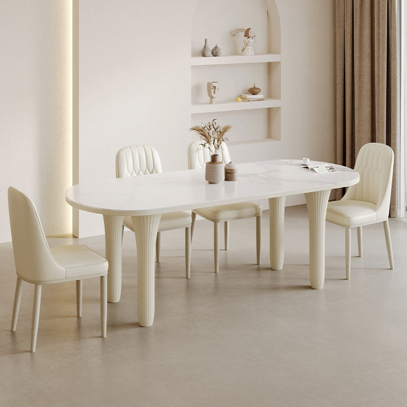 Modern Oval Stone Top Dining Table with Wood Legs for Living Room Clearhalo 'Dining Tables & Seating' 'Dining Tables' 'dining_table' 'furn' 'furn_dining_table' 'Furniture' 'Kitchen & Dining Furniture' 7762949
