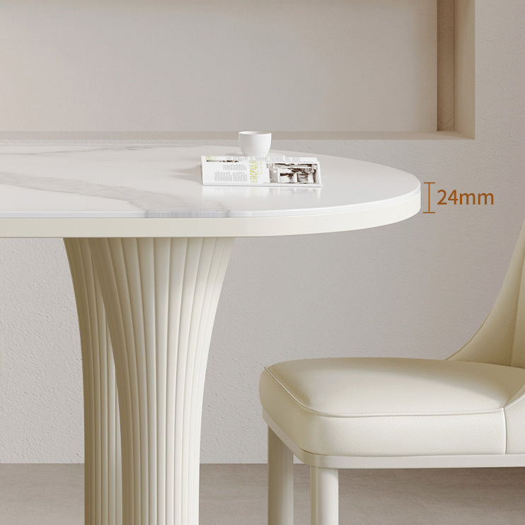 Modern Oval Stone Top Dining Table with Wood Legs for Living Room Clearhalo 'Dining Tables & Seating' 'Dining Tables' 'dining_table' 'furn' 'furn_dining_table' 'Furniture' 'Kitchen & Dining Furniture' 7762953