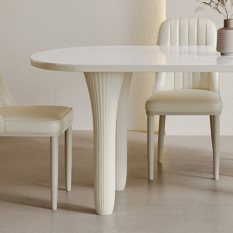Modern Oval Stone Top Dining Table with Wood Legs for Living Room Clearhalo 'Dining Tables & Seating' 'Dining Tables' 'dining_table' 'furn' 'furn_dining_table' 'Furniture' 'Kitchen & Dining Furniture' 7762954