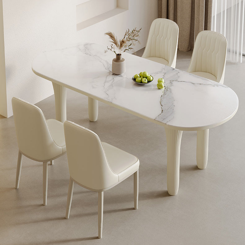 Modern Oval Stone Top Dining Table with Wood Legs for Living Room Clearhalo 'Dining Tables & Seating' 'Dining Tables' 'dining_table' 'furn' 'furn_dining_table' 'Furniture' 'Kitchen & Dining Furniture' 7762956