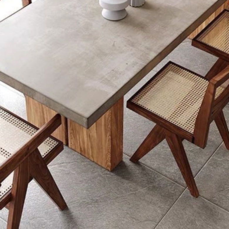 Rectangular Dining Table Grey Solid Wood Table Top for Dining Room Clearhalo 'Dining Tables & Seating' 'Dining Tables' 'dining_table' 'furn' 'furn_dining_table' 'Furniture' 'Kitchen & Dining Furniture' 7762969