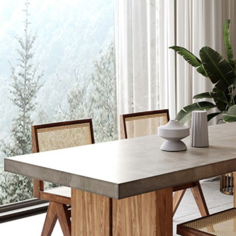 Rectangular Dining Table Grey Solid Wood Table Top for Dining Room Clearhalo 'Dining Tables & Seating' 'Dining Tables' 'dining_table' 'furn' 'furn_dining_table' 'Furniture' 'Kitchen & Dining Furniture' 7762970
