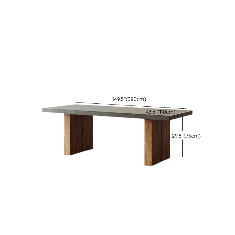 Rectangular Dining Table Grey Solid Wood Table Top for Dining Room Clearhalo 'Dining Tables & Seating' 'Dining Tables' 'dining_table' 'furn' 'furn_dining_table' 'Furniture' 'Kitchen & Dining Furniture' 7762978