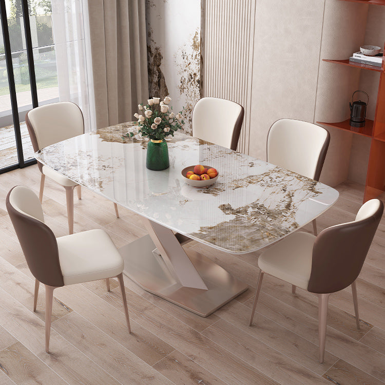 Rechthoekige eettafel Wit stenen tafelblad voor eetkamer