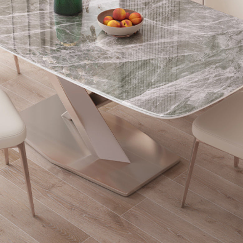 Rechthoekige eettafel Wit stenen tafelblad voor eetkamer