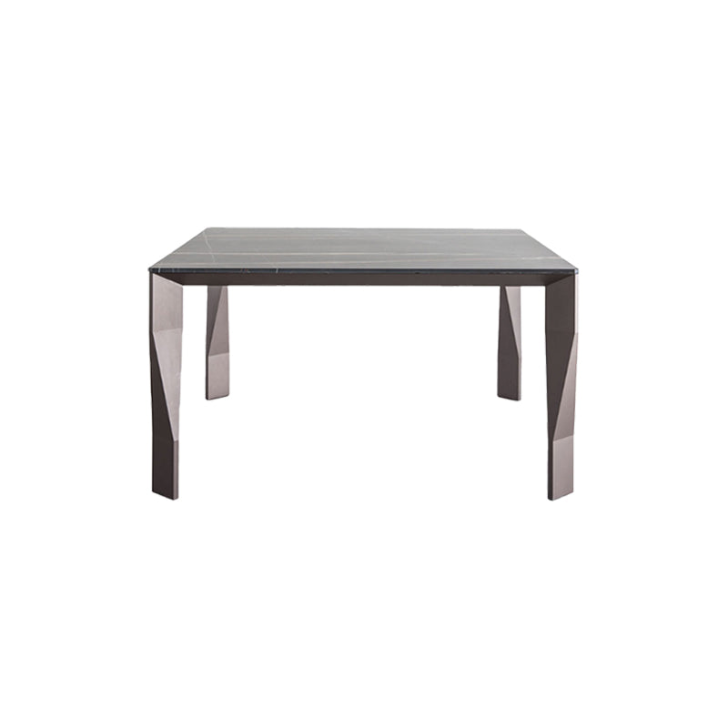 Rectangular Black Stone Table Top Dining Table with 4 Foot Metal Base Without Chairs Clearhalo 'Dining Tables & Seating' 'Dining Tables' 'dining_table' 'furn' 'furn_dining_table' 'Furniture' 'Kitchen & Dining Furniture' 7762996