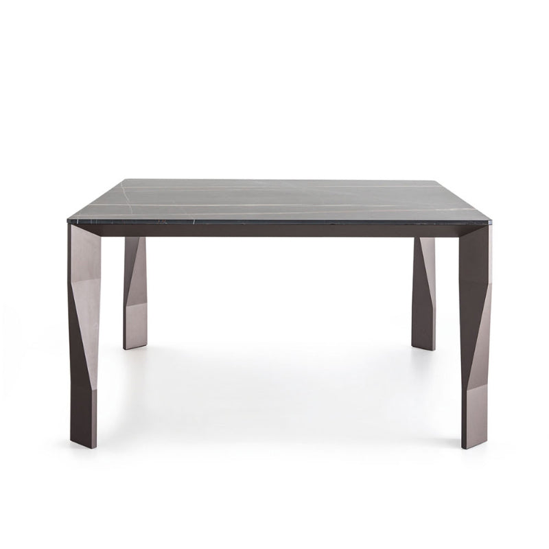 Rectangular Black Stone Table Top Dining Table with 4 Foot Metal Base Clearhalo 'Dining Tables & Seating' 'Dining Tables' 'dining_table' 'furn' 'furn_dining_table' 'Furniture' 'Kitchen & Dining Furniture' 7763000