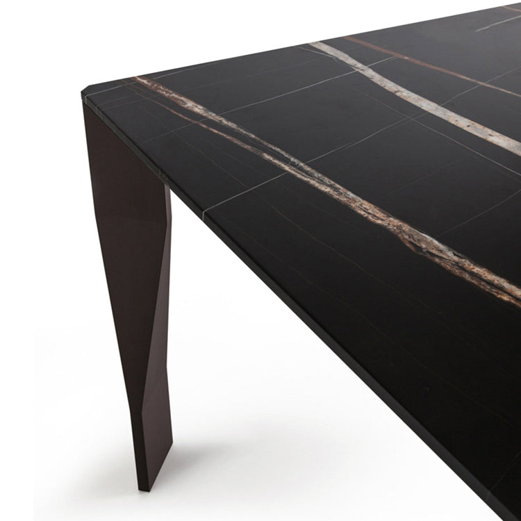 Rectangular Black Stone Table Top Dining Table with 4 Foot Metal Base Clearhalo 'Dining Tables & Seating' 'Dining Tables' 'dining_table' 'furn' 'furn_dining_table' 'Furniture' 'Kitchen & Dining Furniture' 7763002
