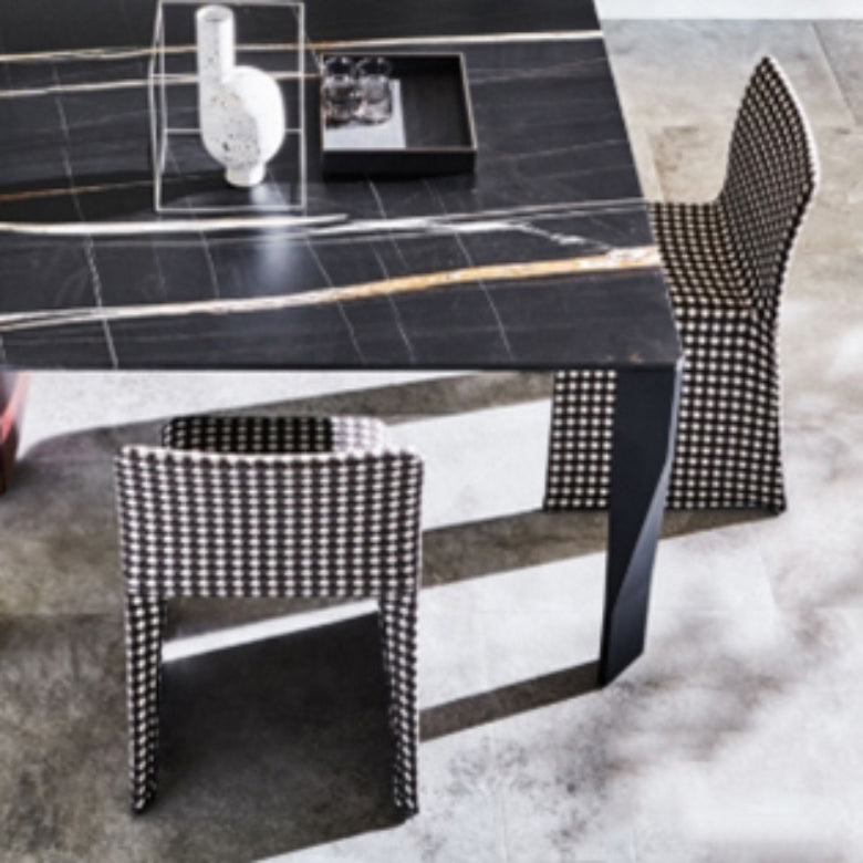 Rectangular Black Stone Table Top Dining Table with 4 Foot Metal Base Clearhalo 'Dining Tables & Seating' 'Dining Tables' 'dining_table' 'furn' 'furn_dining_table' 'Furniture' 'Kitchen & Dining Furniture' 7763004