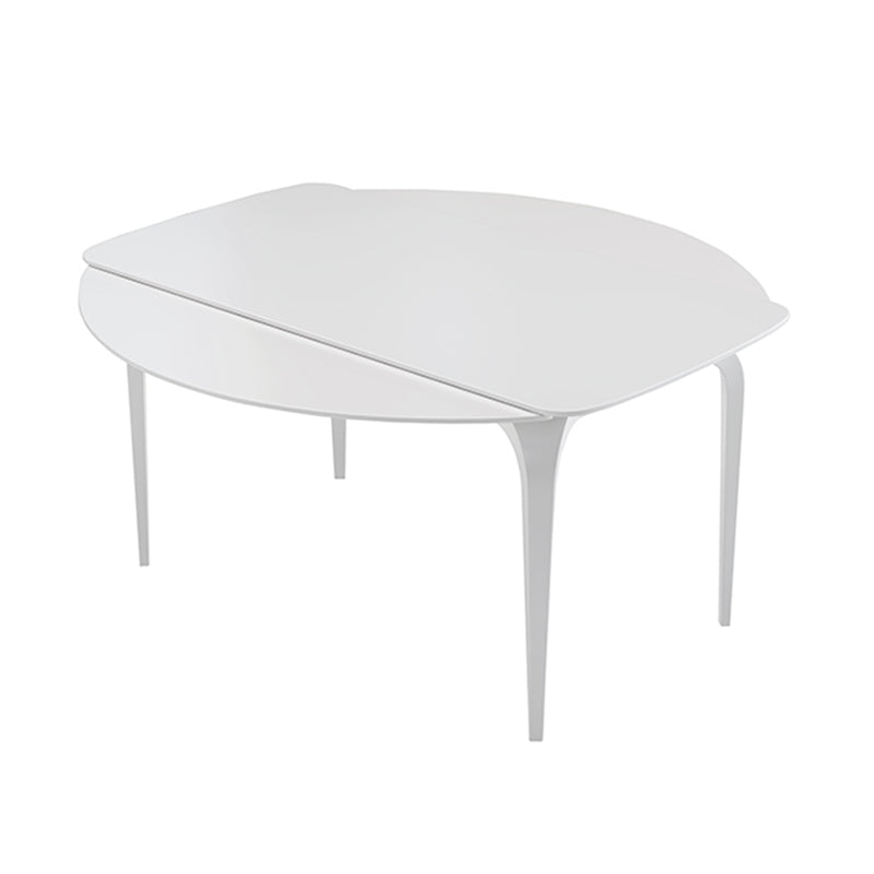 Contemporary White Round Stone Dining Table with 4 Steel Foot Without Chairs Clearhalo 'Dining Tables & Seating' 'Dining Tables' 'dining_table' 'furn' 'furn_dining_table' 'Furniture' 'Kitchen & Dining Furniture' 7763027