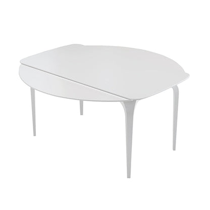 Contemporary White Round Stone Dining Table with 4 Steel Foot Without Chairs Clearhalo 'Dining Tables & Seating' 'Dining Tables' 'dining_table' 'furn' 'furn_dining_table' 'Furniture' 'Kitchen & Dining Furniture' 7763027