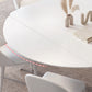 Contemporary White Round Stone Dining Table with 4 Steel Foot Clearhalo 'Dining Tables & Seating' 'Dining Tables' 'dining_table' 'furn' 'furn_dining_table' 'Furniture' 'Kitchen & Dining Furniture' 7763028
