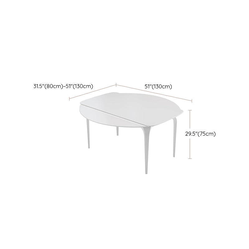 Contemporary White Round Stone Dining Table with 4 Steel Foot Clearhalo 'Dining Tables & Seating' 'Dining Tables' 'dining_table' 'furn' 'furn_dining_table' 'Furniture' 'Kitchen & Dining Furniture' 7763034