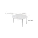 Contemporary White Round Stone Dining Table with 4 Steel Foot Clearhalo 'Dining Tables & Seating' 'Dining Tables' 'dining_table' 'furn' 'furn_dining_table' 'Furniture' 'Kitchen & Dining Furniture' 7763035