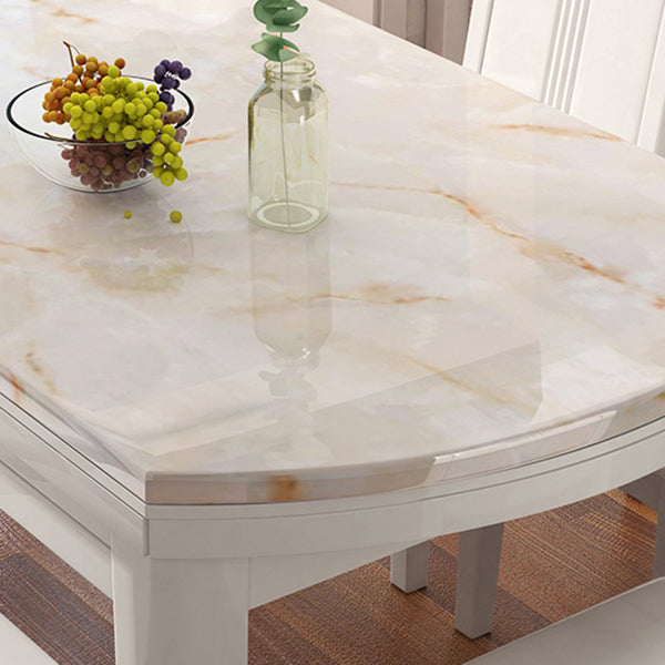 Faux Marble Top 7 Piece Dining Room Chair and Table Set in White Clearhalo 'Dining Room Sets' 'Dining Tables & Seating' 'dining_room_set' 'furn' 'furn_dining_room_set' 'Furniture' 'Kitchen & Dining Furniture' 7763039