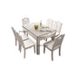 Faux Marble Top 7 Piece Dining Room Chair and Table Set in White Clearhalo 'Dining Room Sets' 'Dining Tables & Seating' 'dining_room_set' 'furn' 'furn_dining_room_set' 'Furniture' 'Kitchen & Dining Furniture' 7763045