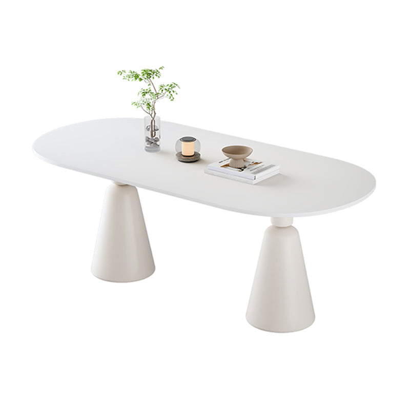1/5 piezas de forma ovalada muebles de comedor de piedra en blanco