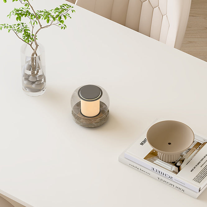 1/5 piezas de forma ovalada muebles de comedor de piedra en blanco