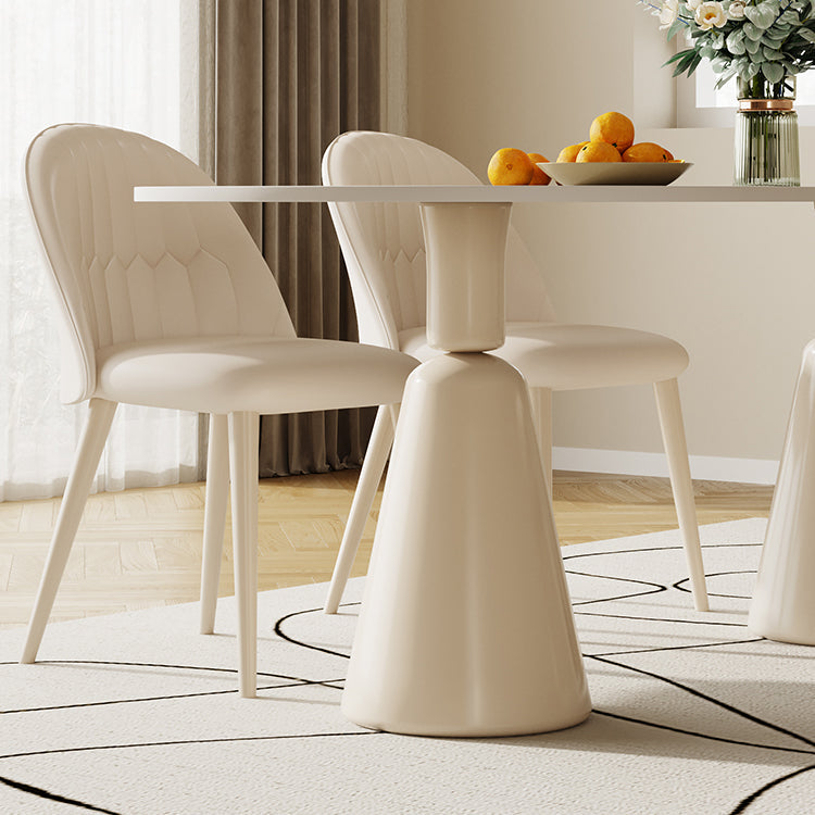 Sedia da pranzo in pietra ovale in pietra ovale da 1/5 set in bianco