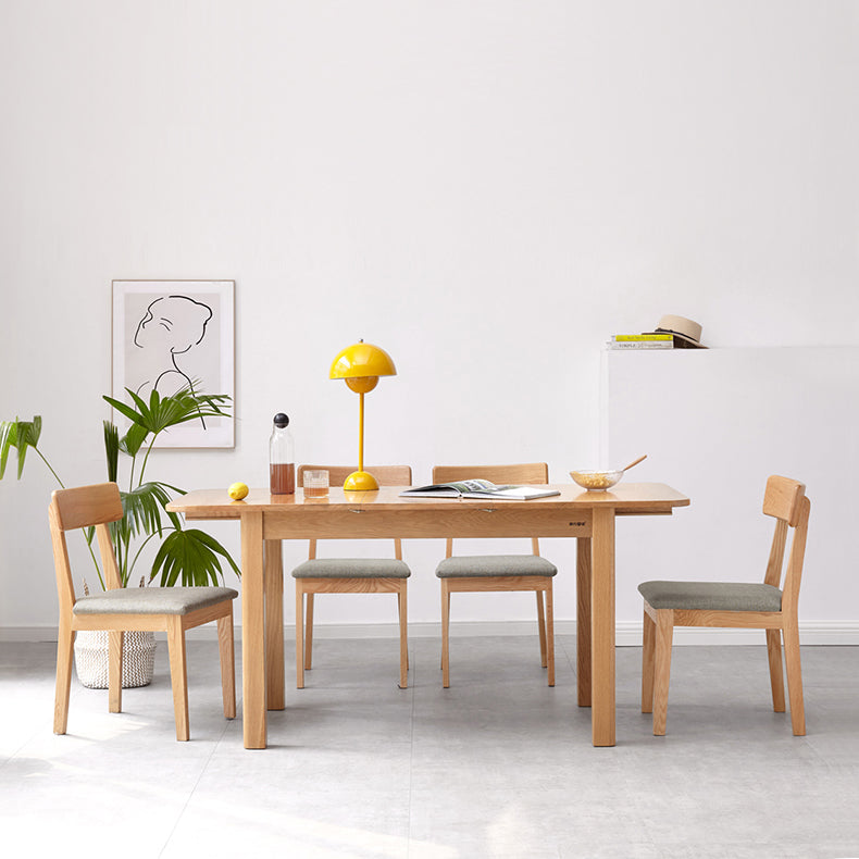 1/5 Piece Solid Wood Rectangle Dining Room Chair and Table Set