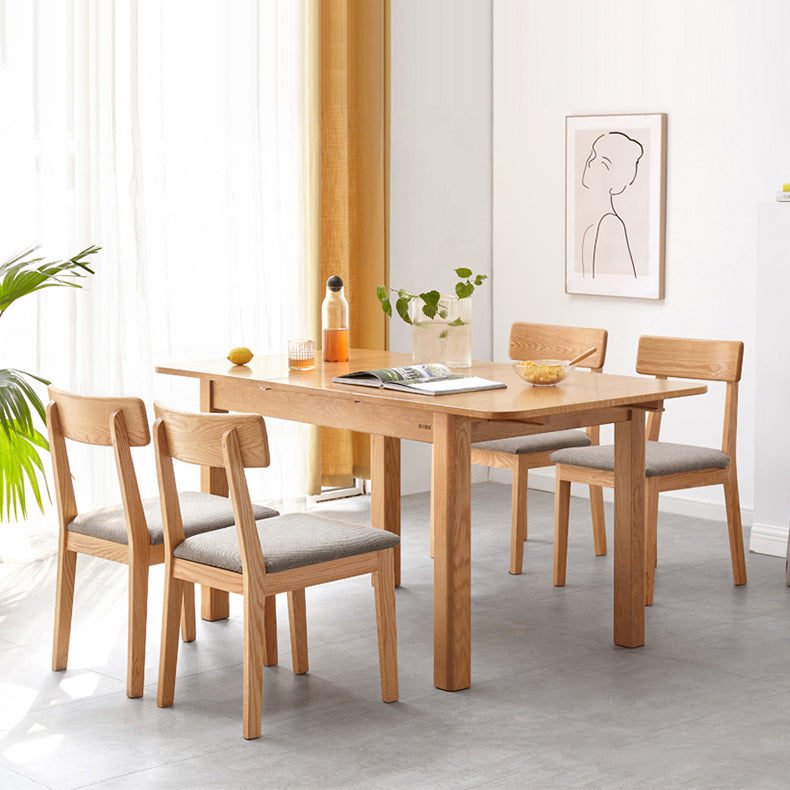 1/5 Piece Solid Wood Rectangle Dining Room Chair and Table Set