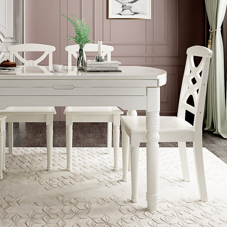 Contemporary Glass Top Dining Room Set 4 Legs Base for Kitchen Clearhalo 'Dining Room Sets' 'Dining Tables & Seating' 'dining_room_set' 'furn' 'furn_dining_room_set' 'Furniture' 'Kitchen & Dining Furniture' 7763156