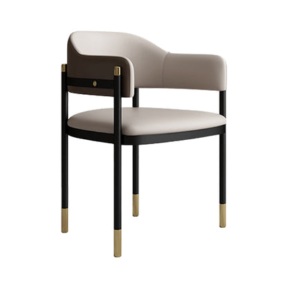 Modern Open Back Arm Chair Metal and Faux Leather Dining Chair 1 Piece Clearhalo 'Dining Chairs' 'Dining Tables & Seating' 'dining_chair' 'furn' 'furn_dining_chair' 'Furniture' 'Kitchen & Dining Furniture' 7763190