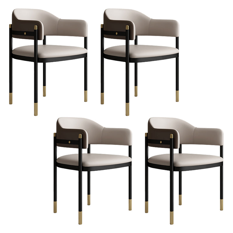Modern Open Back Arm Chair Metal and Faux Leather Dining Chair 4 Piece Set Clearhalo 'Dining Chairs' 'Dining Tables & Seating' 'dining_chair' 'furn' 'furn_dining_chair' 'Furniture' 'Kitchen & Dining Furniture' 7763193