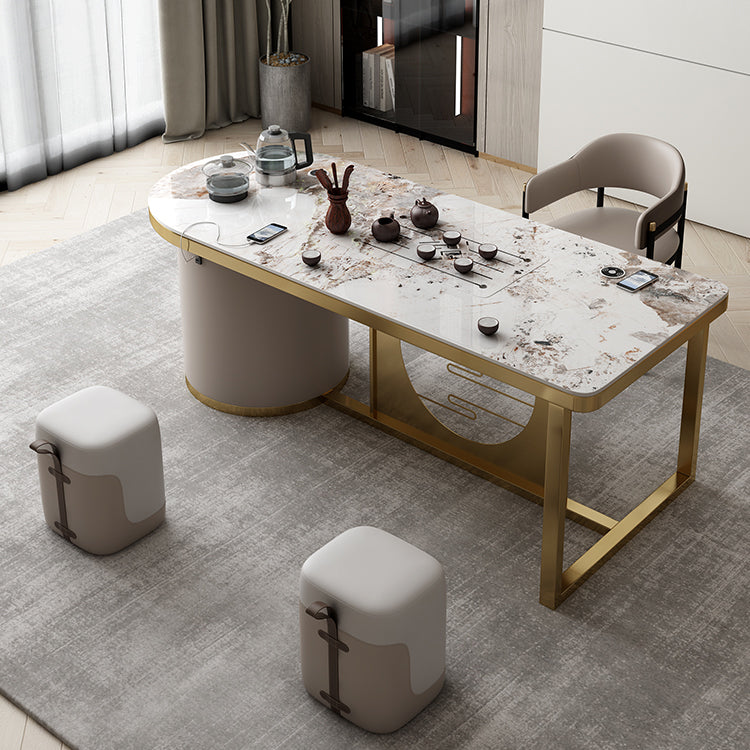 Modern Open Back Arm Chair Metal and Faux Leather Dining Chair Clearhalo 'Dining Chairs' 'Dining Tables & Seating' 'dining_chair' 'furn' 'furn_dining_chair' 'Furniture' 'Kitchen & Dining Furniture' 7763194