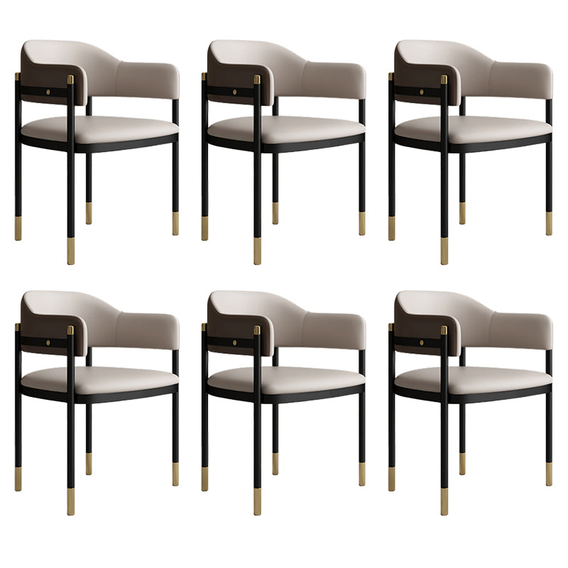 Modern Open Back Arm Chair Metal and Faux Leather Dining Chair 6 Piece Set Clearhalo 'Dining Chairs' 'Dining Tables & Seating' 'dining_chair' 'furn' 'furn_dining_chair' 'Furniture' 'Kitchen & Dining Furniture' 7763195