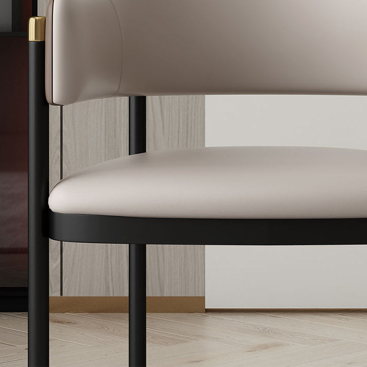 Modern Open Back Arm Chair Metal and Faux Leather Dining Chair Clearhalo 'Dining Chairs' 'Dining Tables & Seating' 'dining_chair' 'furn' 'furn_dining_chair' 'Furniture' 'Kitchen & Dining Furniture' 7763200