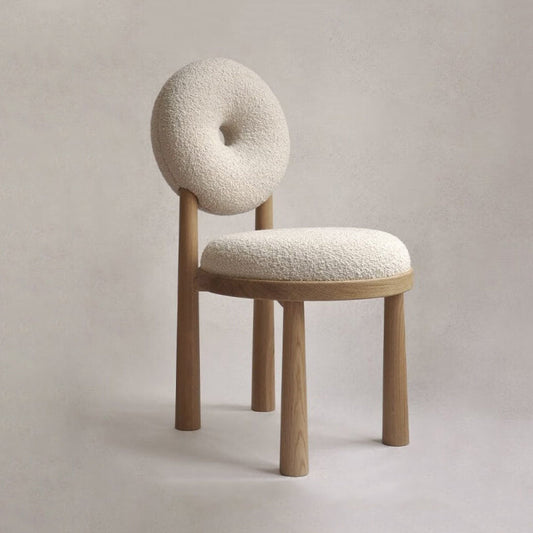 Silla de comedor sin brazo de madera sólida de comedor tapizado contemporáneo