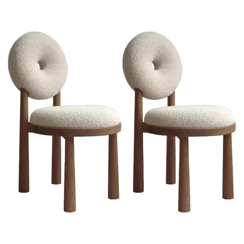 Silla de comedor sin brazo de madera sólida de comedor tapizado contemporáneo