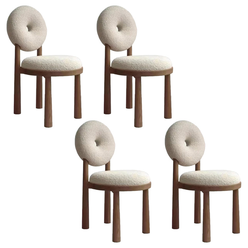 Silla de comedor sin brazo de madera sólida de comedor tapizado contemporáneo